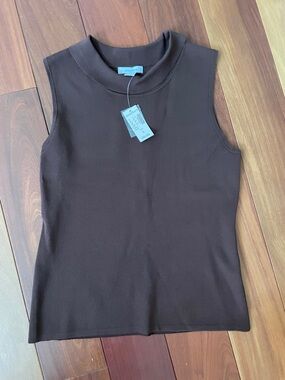 Dress Barn Brown Ribbed Mock-Neck Sleeveless Tank